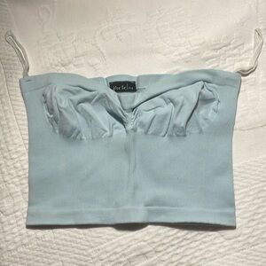 Baby blue strapless top. Size S.